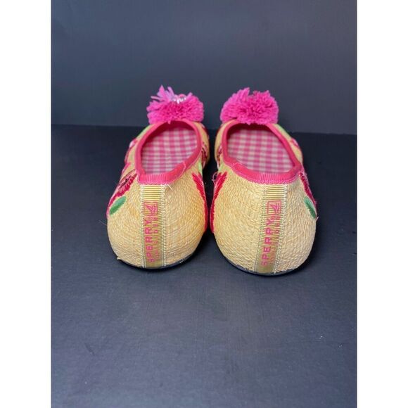 Sperry Top Sider Marin Raffia Flat Floral Pom Women  Sz 7 - Picture 3 of 10